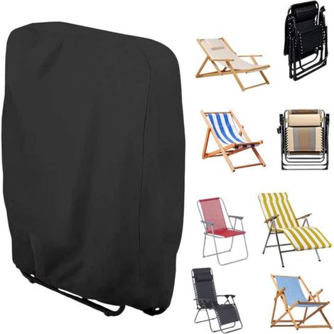 Housse pour chaise longue et transat - housse étanche en tissu Oxford avec cordon, noir, 97 x 34 x 110 cm (1/5)