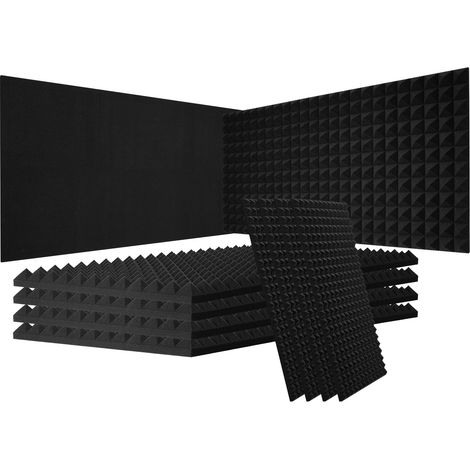 VEVOR Akustikschaumstoff Akustikpaneele, 4er-Set, 1200 x 600 x 50 mm, schalldichte Wandpaneele in Pyramidenform, Akustikplatten, Akustikschaumstoff-Matten für Studiowände und -decken, schwarz (1/5)
