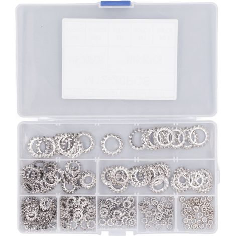 Surtido de 300 arandelas de acero inoxidable dentadas externas, de M2.5 a M12, 8 tipos de sujetadores
