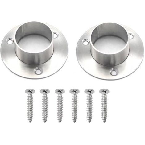 Lot de 2 supports de tringle de placard en acier inoxydable, supports de tringle de placard avec vis, diamètre 38 mm