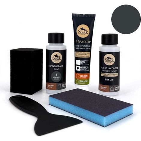 Kit de Renovación de Cuero (3-ANTHRACITE) - SOFOLK - Para Volante, Asiento de Auto, Silla, Tapicería, Zapato (1/4)