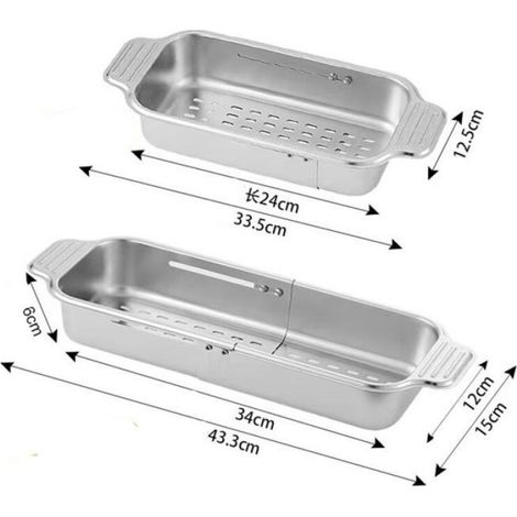 Passoire évier rétractable - Lot 1 - Inox tamis pour légumes fruits pâtes - Egouttoir Aucuneary (1/5)
