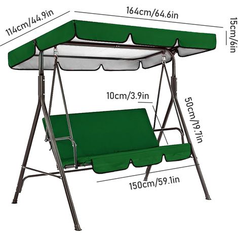 Toile de protection pour balancelle en tissu Oxford 190T imperméable, pare-soleil pour balançoire extérieure, terrasse ou cour, vert (1/5)