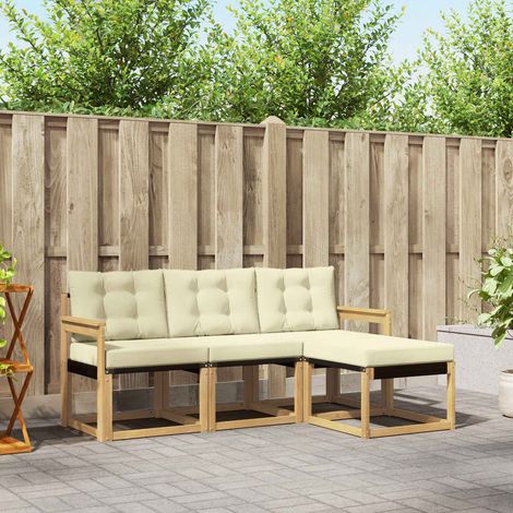 vidaXL Outdoor-Sofagarnitur mit Kissen 4 pcs Weiß und Creme (1/5)