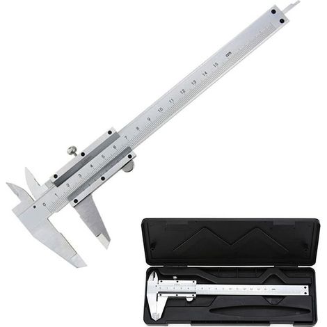 Pied à Coulisse, 150mm / 0.02mm Pied à Coulisse Vernier Analogique en Acier Inoxydable, Haute Précision Outil Micromètre avec Mesure en Profondeur, Intérieur et Extérieur Professionnel (1/5)
