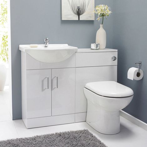 Nuie Saturn Combination Furniture Pack with Round Basin and WC Unit - 1 Tap Hole (1/4)