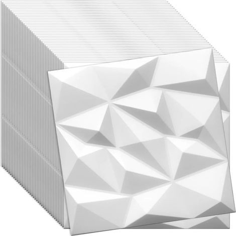 Verdico 3D Wandpaneele Weiß – Deckenpaneele 50x50 cm – Set 48 Stück (12 m²) – Wandverkleidung innen zum Kleben – leichtes Styropor