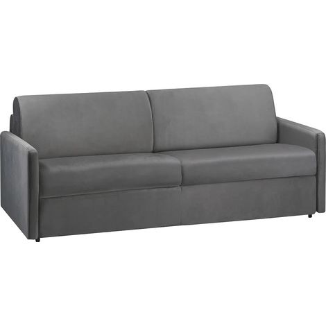 Divano letto 4 posti a ribalta Letto con doghe larghe 160 cm Materasso 18 cm Velluto Antracite - CALIFE (1/4)
