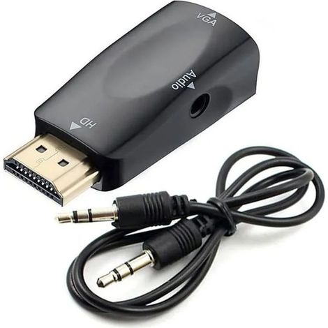 Convertisseur HDMI vers VGA - Câble audio - Résolution vidéo - Adaptateur compact avec transmission audio - Jack 3,5 mm (1/5)