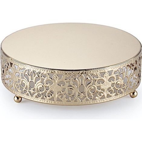 Soporte redondo de metal dorado de 35,5 cm (14 pulgadas) para cupcakes y postres (ideal para bodas, fiestas, cumpleaños, baby showers y aniversarios de boda). (1/4)
