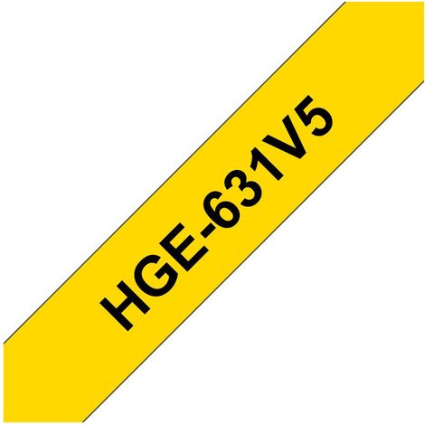 Brother HGe-631V5 Ruban encreur jeu de 5 Couleur de ruban: jaune Couleur de police: noir 12 mm 8 m