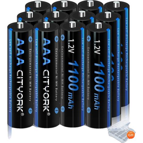 Batería recargable AAA, capacidad de 1100 mAh, certificación CE, 12 baterías AAA. (1/2)