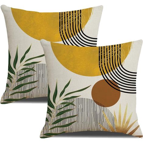 Coussin Décoratif Canapé Intérieur Moderne avec Motifs Abstraits Housses de Coussin en Tissu Durable Oreiller Décoratif pour Salon et Chambre (1/2)