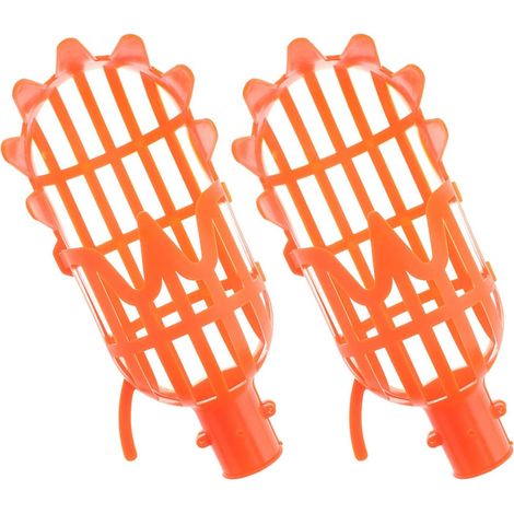 2 Pièces Outil Cueille-Fruits Panier de Récolte Orange en PP, Intérieur Rembourré et Réglage Flexible, Cueillette de Baies et Mangues en Verger (1/5)