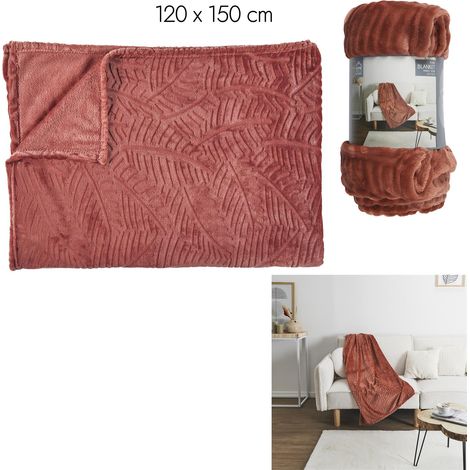 PLAID FLANELLE EMBOSSE TERRACOTTA 120X150CM M12 (1/4)