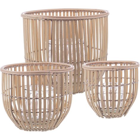 set 3 Porta candela kenzie to verde fatto con materiale in Legno di bamboo -Verde (1/4)