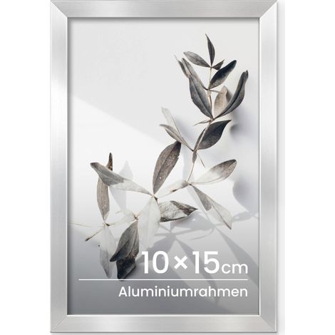 Cornice porte-photo 10 x 15 cm, en aluminium pour photo 10 x 15 cm, avec verre trempé, petite cadre en métal, pour écrans mural ou de table, photo, peinte indépendamment, dessin pour enfants (1/5)