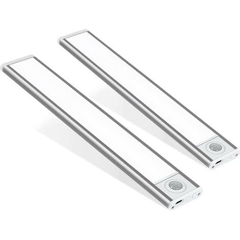 Vtizikl Paquete de 2 luces de armario, luz nocturna recargable con sensor de movimiento y pegatinas magnéticas para armario, ropero y escaleras (30 cm) [Clase energética A+++]