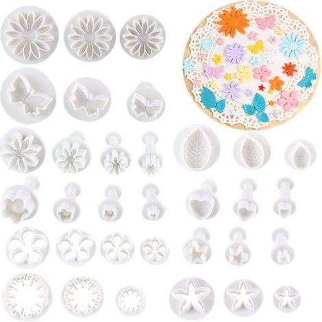 Emporte-pièce - Emporte-pièce à biscuits - 33 pièces - Plastique - Ensemble d'emporte-pièces - Moule de cuisson - Mini emporte-pièces en pain d'épices - Appareil de cuisine - Convient pour le pain/le (1/5)