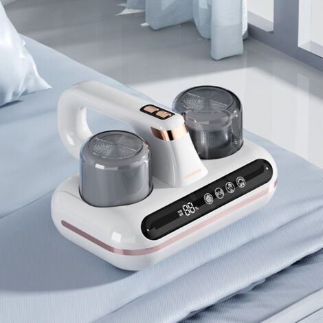 Aspirateur de matelas - Aspirateur de lit sans fil 5 en 1, alimenté par la lumière UV-C et la technologie à ultrasons, aspiration forte de 16Kpa, faible bruit, adapté à la poussière, aux cheveux d'ani (1/5)