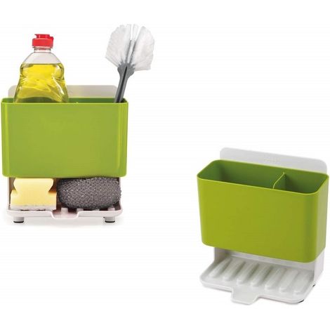 Trade Shop - Porta Oggetti Spugna Detersivo 2 Scomparti Plastica Scola Acqua Lavandino Cucina - (1/2)