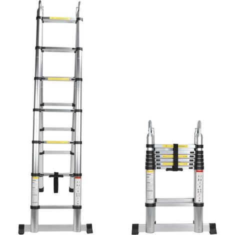 4.4M Scala Telescopica in Alluminio Fai da Te Pieghevole, Bracciolo Rimovibile, Scala Multifunzione Estensione Dritto Singolo, Carico Massimo 150kg (1/5)