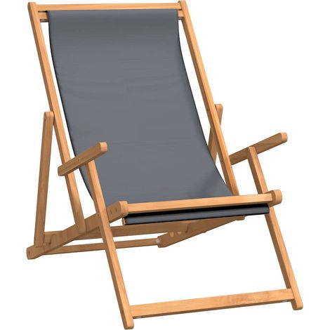 Maison Exclusive - Klappstuhl aus Massivholz, Teak, Grau (1/5)