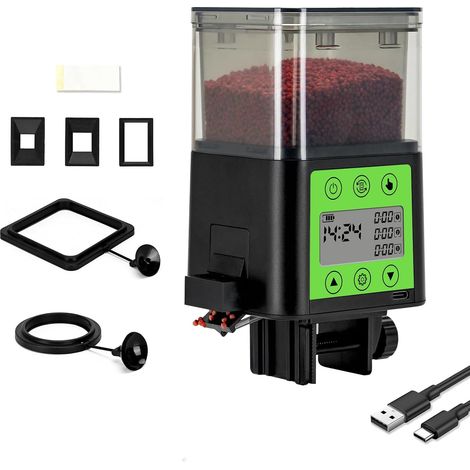 Mangeoire Automatique pour Aquarium avec minuterie, écran LCD de 320 ML, Distributeur de Poissons réglable, Distributeur de Poissons Rouges, Tortues pour Vacances, Week-End ou Usage Quotidien (1/5)