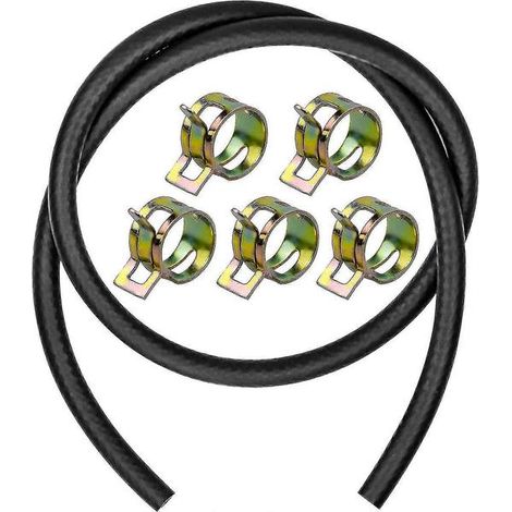 Tuyau d'essence de 1 mètre et 7 mm de diamètre avec 10 colliers de serrage pour petits moteurs, motos et bateaux (essence, diesel). (1/5)