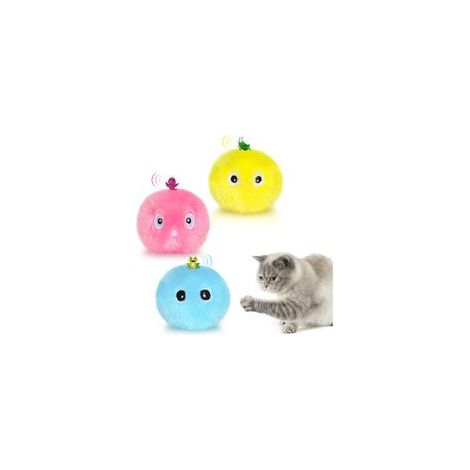Lot de 3 balles pour chat, balle interactive avec son, jouet en peluche pour chaton, avec des sons d'animaux réalistes (1/5)