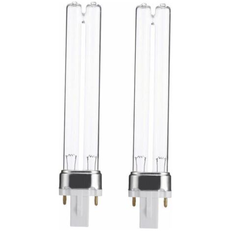 Lot de 2 stérilisateurs UV pour réservoir de poissons d'aquarium, purificateur, ampoule de remplacement UV germicide, base 9 W G23 (1/5)