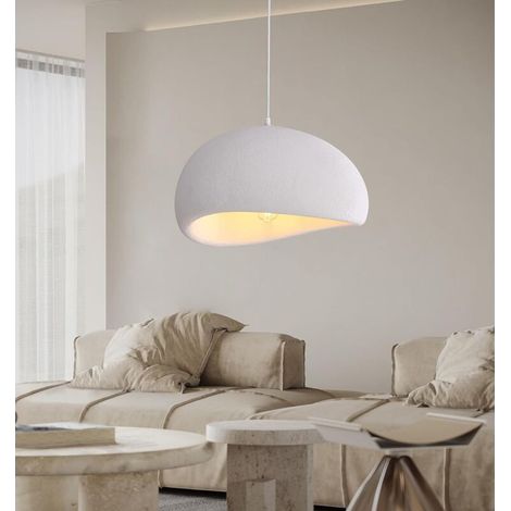 Lampe Suspendue Moderne pour Salle à Manger, Cuisine, Couloir, Restaurant Lampe Suspendue E27 Base Japonaise Wabi-Sabi Style -Lumière de 3 Couleurs(Blanc,20cm) (1/5)