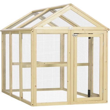 PawHut Gabbia per Galline all'Aperto in Legno 140x88.5x106 cm