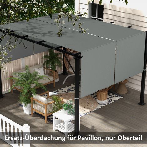 Ersatzdach für Pergola mit UV-Schutz, Sonnensegel für Terrassenüberdachung für 3 x 3 m Pavillon, Dunkelgrau