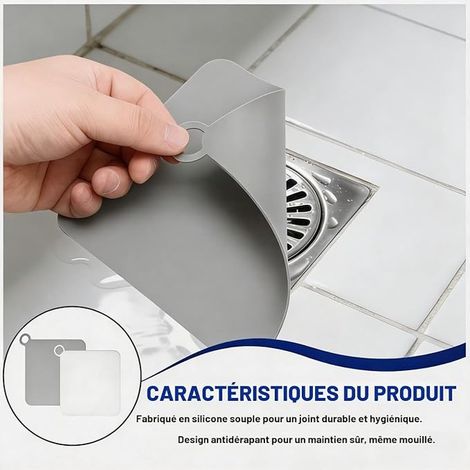 Bouchon Douche Anti Odeur en Silicone Bouchon de Baignoire Universel pour évier Gris Blanc, Sol et bac Douche Compatible avec Tous Types drains et canalisations (1/4)