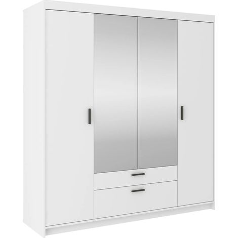 AX LIVING Weißer Kleiderschrank mit Spiegel Storicos 4T 176,3cm breit