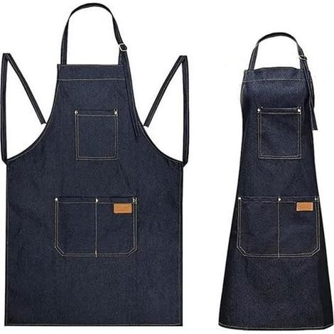 Lange Jeansschürze mit 3 Taschen, dicke Jeansschürze für Damen und Herren zum Gärtnern, Kochen, Malen, Putzen und für die Körperpflege. (1/5)