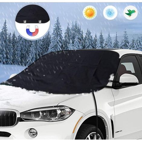 Housse de pare-brise de voiture, protection de pare-brise de voiture magnétique, résiste parfaitement au gel, à la neige, au soleil, à la poussière UV - Convient à la plupart des voitures, SUV (220 x (1/5)