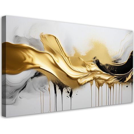 Tableau déco Abstraction 3D dorée 80x40 (1/5)