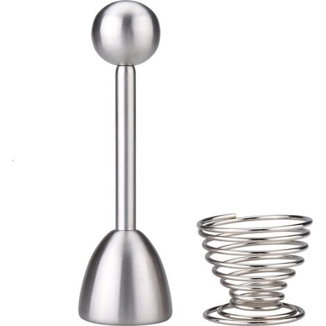 Ouvre-œufs + coquetier à ressort + petite cuillère à œufs - ouvre-œufs en acier inoxydable (1/5)