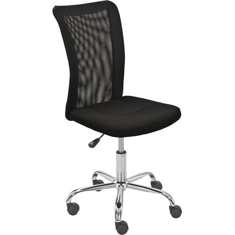 Inter Link - Sedia da scrivania per bambini - Sedia girevole ergonomica - Altezza regolabile - Base in metallo cromato - Rivestimento in rete traspirante - girevole a 360° - Nero - Bonnie (1/4)
