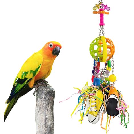 Vogelspielzeug, interaktives Kauspielzeug, bunte, herausziehbare Turnschuhe und Acrylstäbe für mittelgroße Papageien wie Mönchsittiche, Weißbauchpapageien, Senegalpapageien und kleine Papageien wie Ny