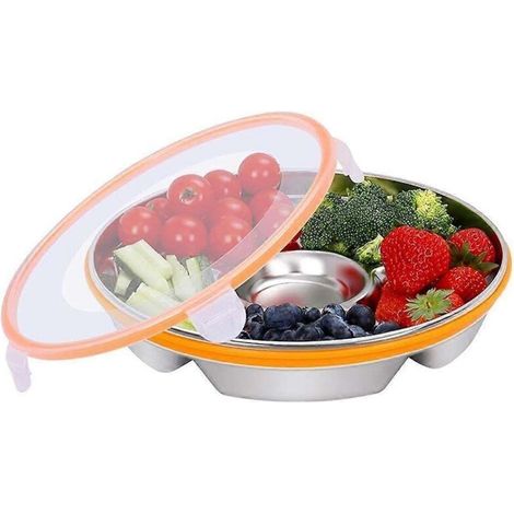 Plateau à légumes avec couvercle et sauce, plateau de service compartimenté avec couvercle, plateau à apéritifs avec couvercle pour plateau de fête, Re (1/5)