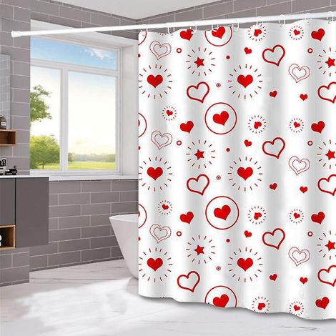 180180cm Rideau De Douche Impermable Avec Crochets (love), Haute Qualit, Anti-moisissure, Facile Nettoyer, Joliment Imprim (1/5)