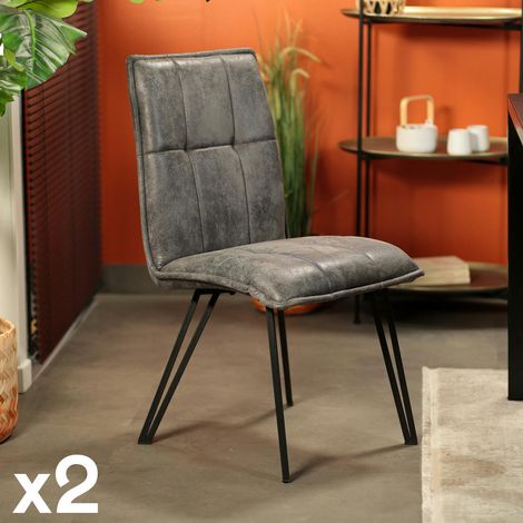 Chaise de salle à manger gris sombre avec pieds épingle (lot de 2) MALMOE (1/5)