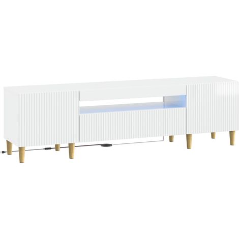 LED TV Cabinet High Gloss White Engineered Wood vidaXL (1/5)