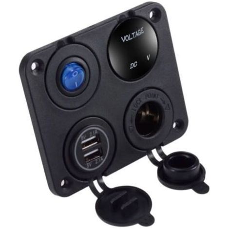 Panneau de commutation 4 en 1, voltmètre numérique étanche, alimentation de voiture 12V, double chargeur Usb, prise allume-cigare avec interrupteur à bascule