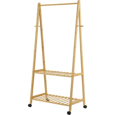 Appendiabiti su ruote 70 x 43 x 152 cm bambù 030008146