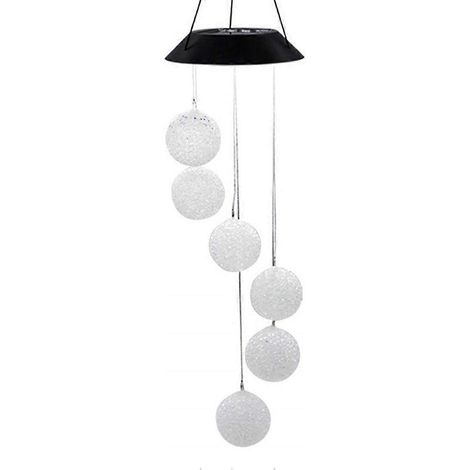 Boule lumineuse solaire LED à changement de couleur, décoration suspendue pour jardin ou cour, carillon éolien d'extérieur, lampes étanches alimentées par énergie éolienne (1/5)