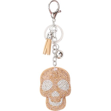 Porte-clés diamant DIY Crâne, ornement de sac, décoration Halloween Noël, argent, kit complet (1/5)